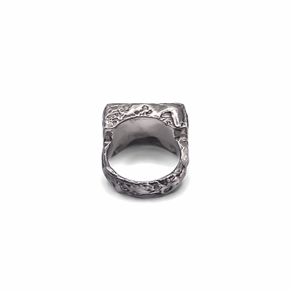 Rippled Signet Ring in oxidised textured silver or gold with unique design and free shipping