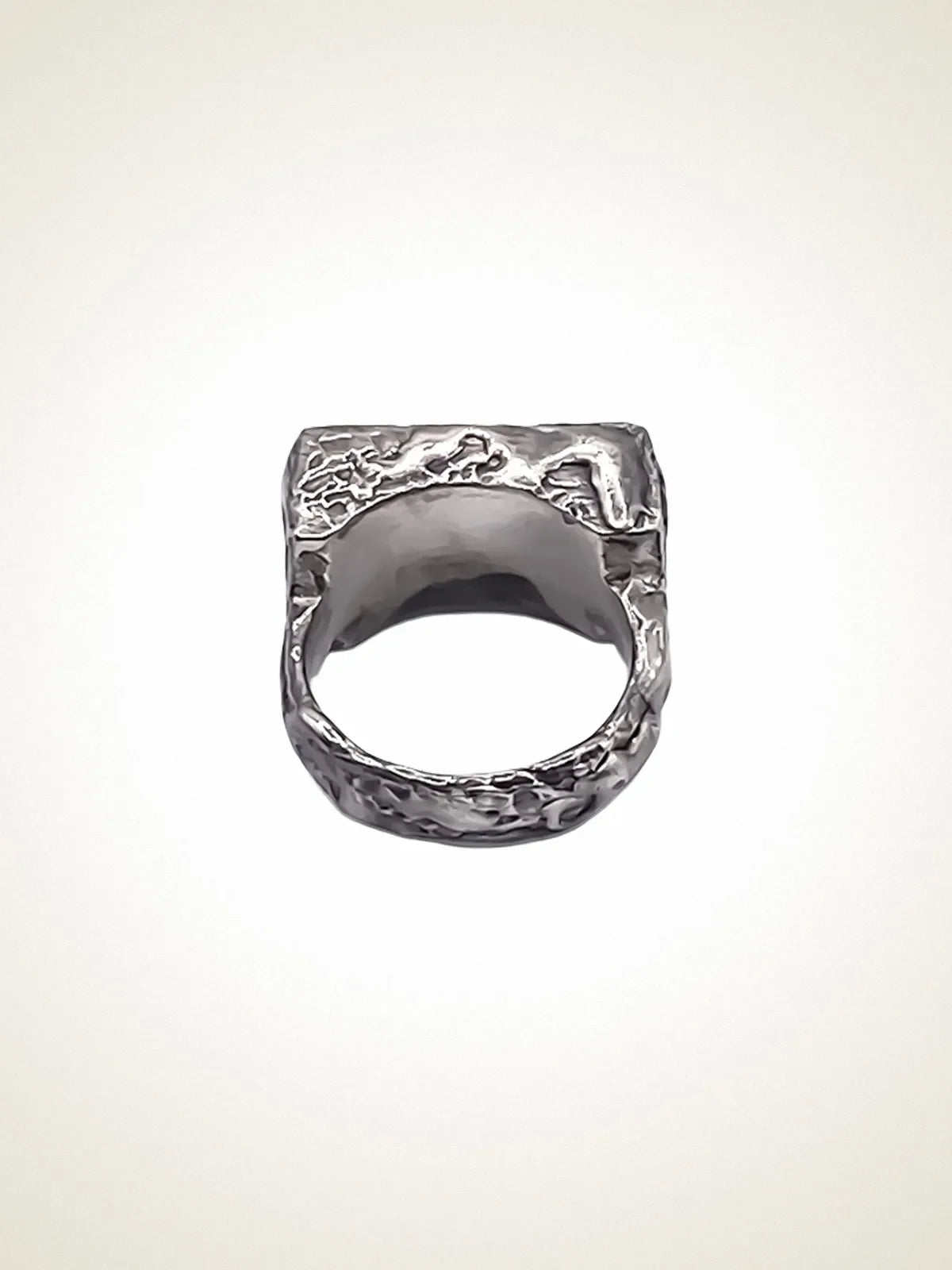 Rippled Signet Ring unique handcrafted ring, Patina, statement piece, product detail