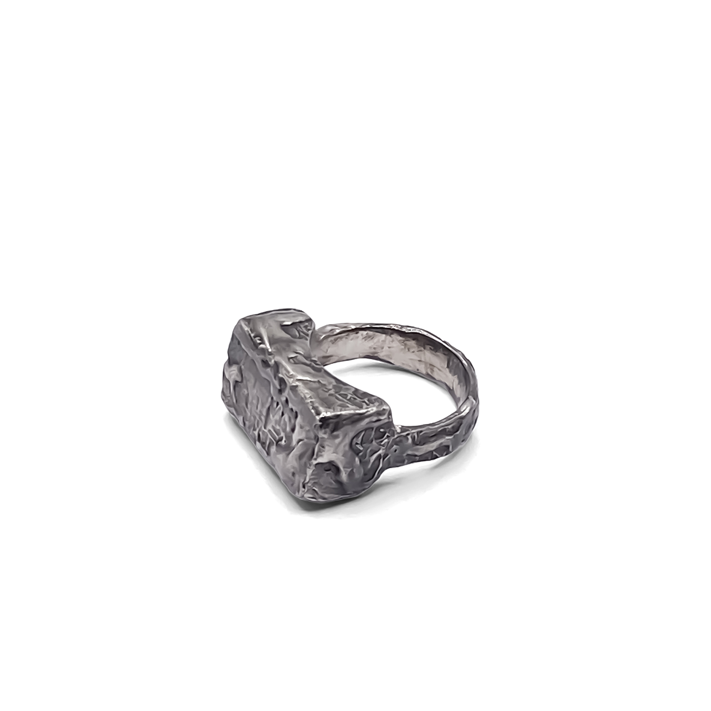 Rippled Signet Ring in oxidised textured silver or gold with a unique design, free shipping available