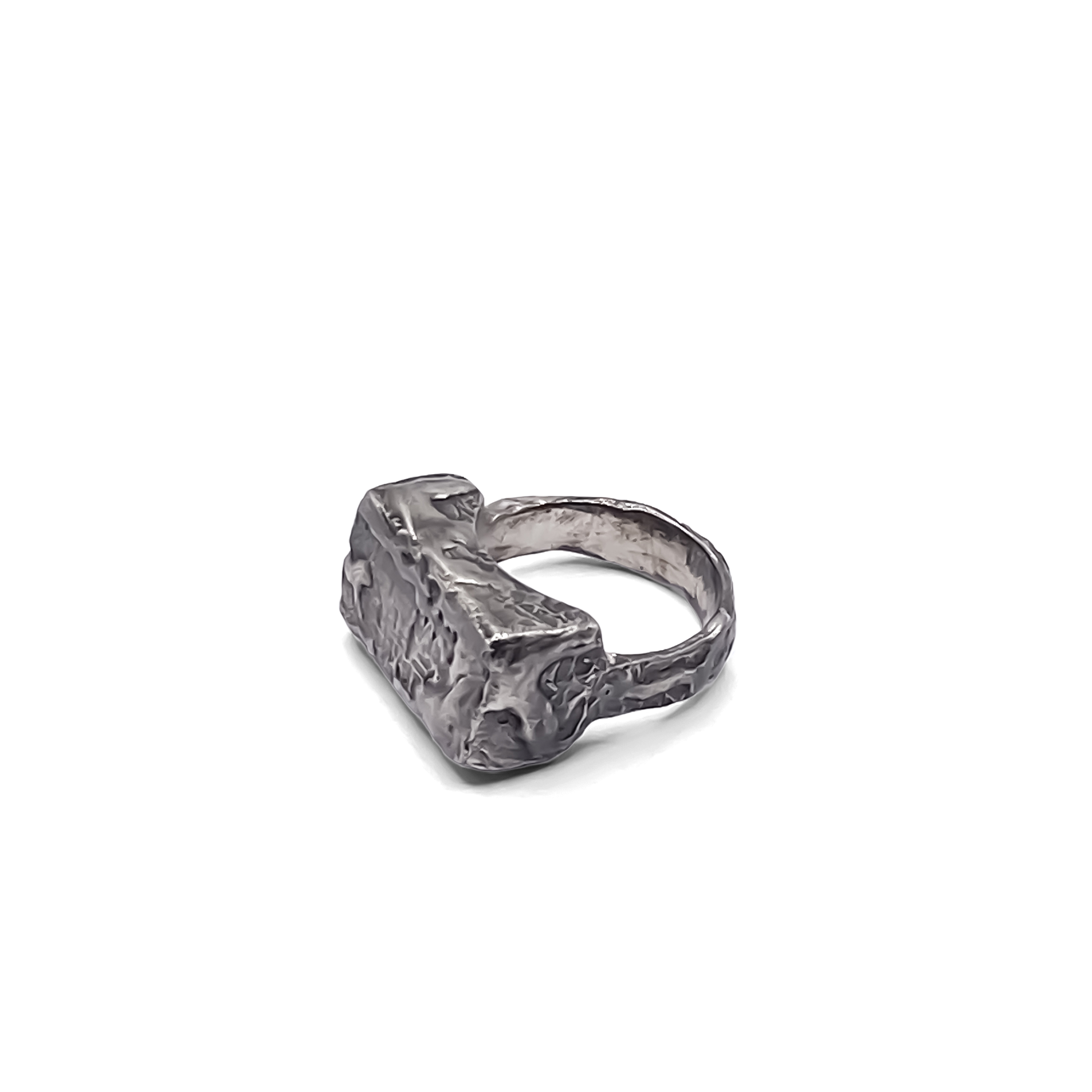 Rippled Signet Ring in oxidised textured silver or gold with a unique design, free shipping available