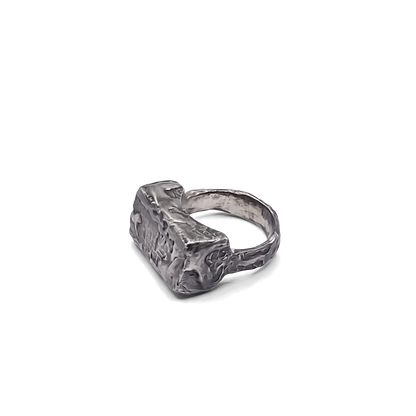 Rippled Signet Ring in oxidised textured silver or gold with a unique design, free shipping available