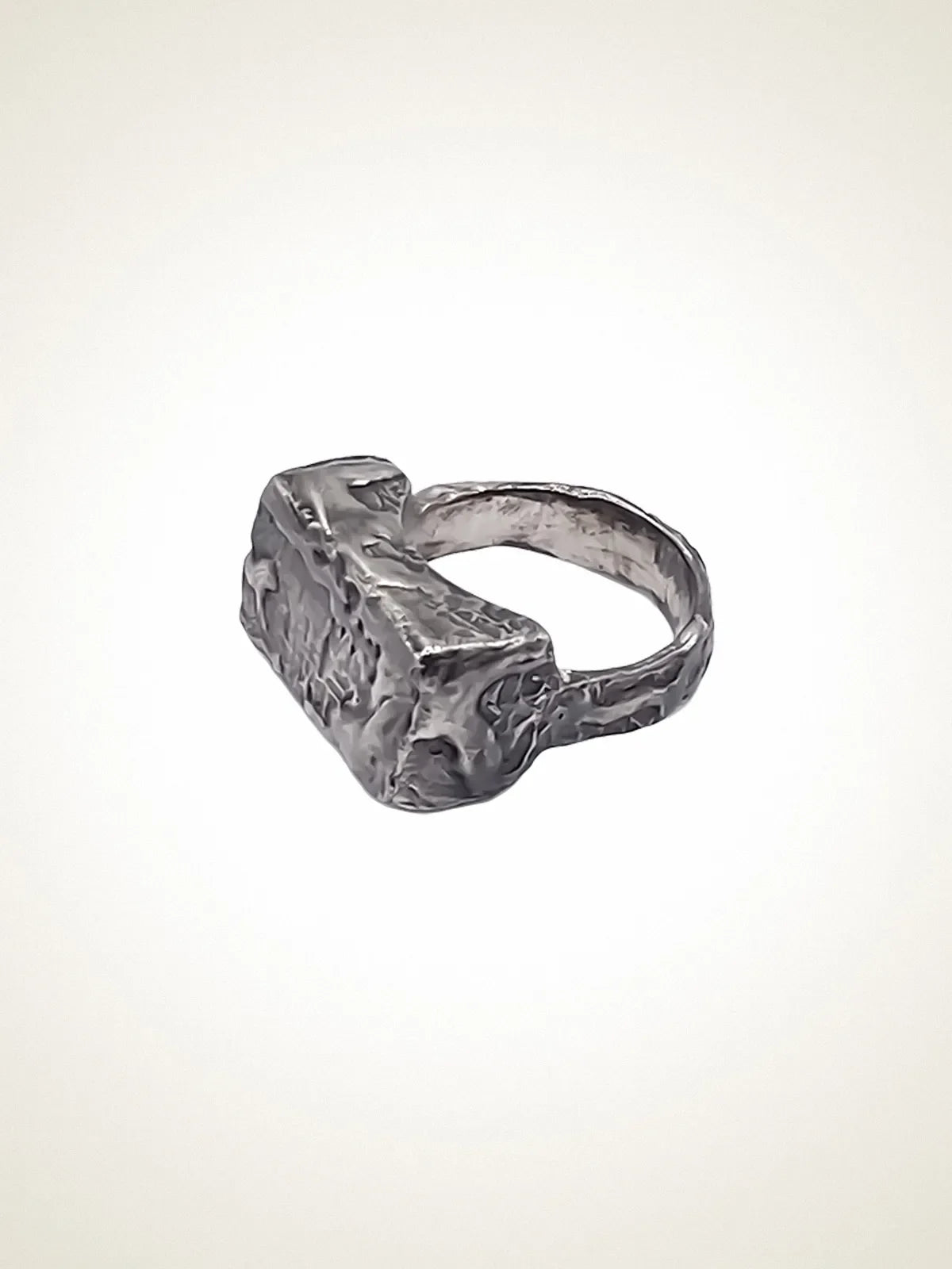 Rippled Signet Ring artisan crafted ring in Patina, clean lines, lifestyle shot