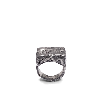 Rippled Signet Ring in oxidised textured silver or gold with free shipping from Moca Jewellery