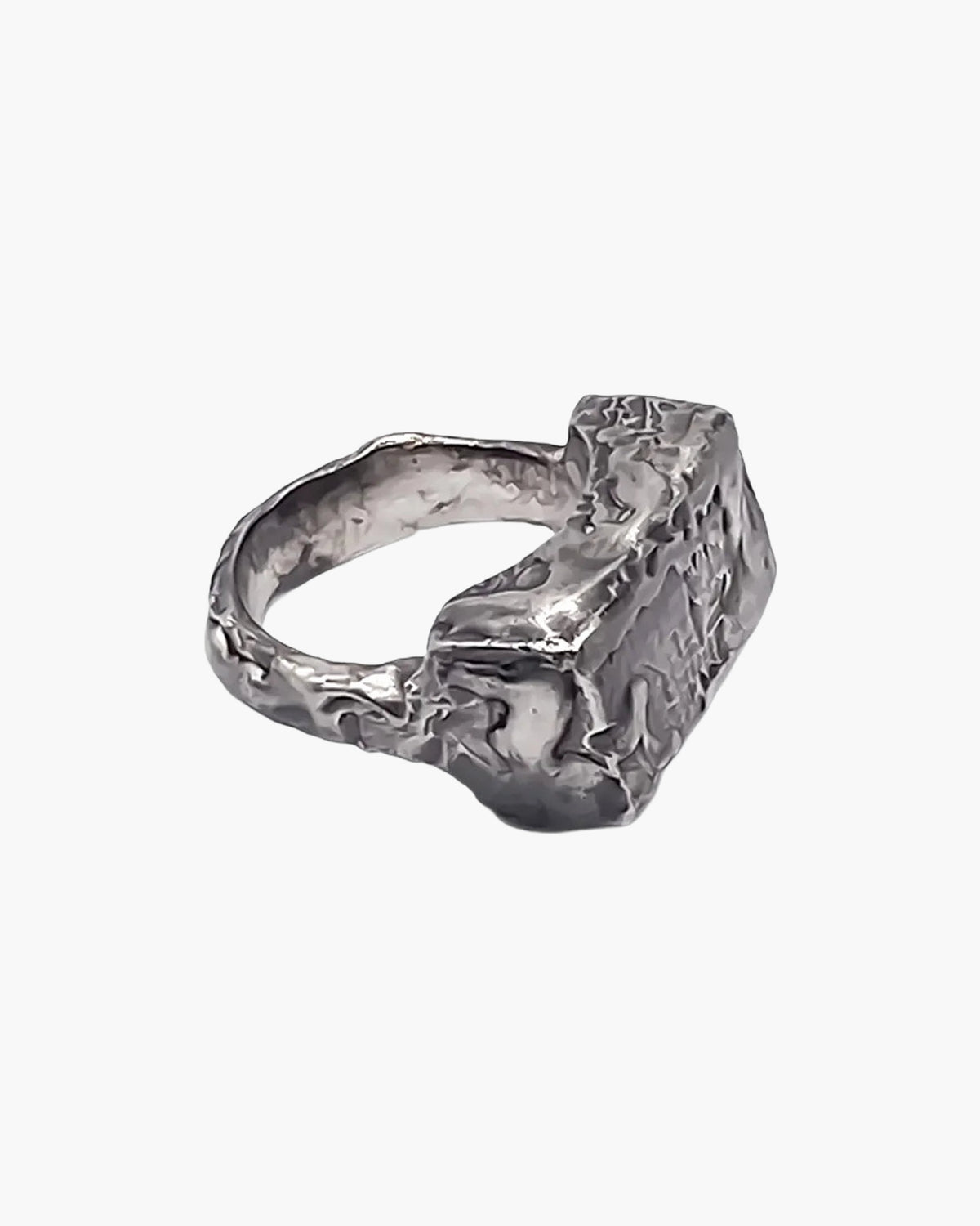 Oxidised silver Rippled Signet Ring, opposite side