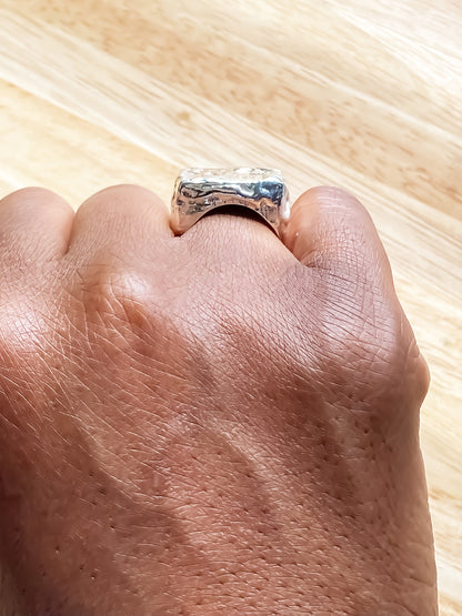Rosa Signet Ring bubble texture playful gold or silver free shipping worn on hand
