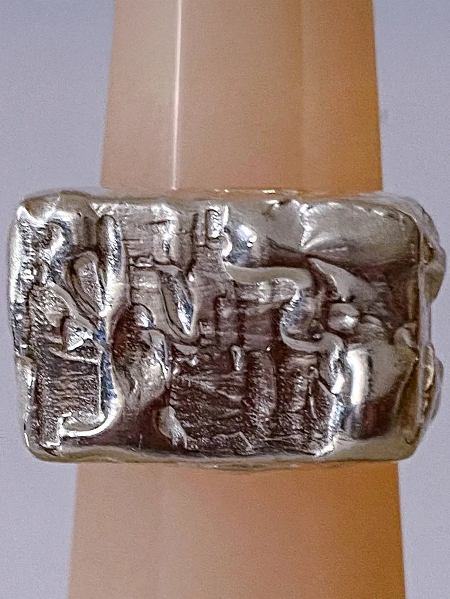 Handmade Rosa Signet Ring luxury jewelry, premium metal, modern style, front view