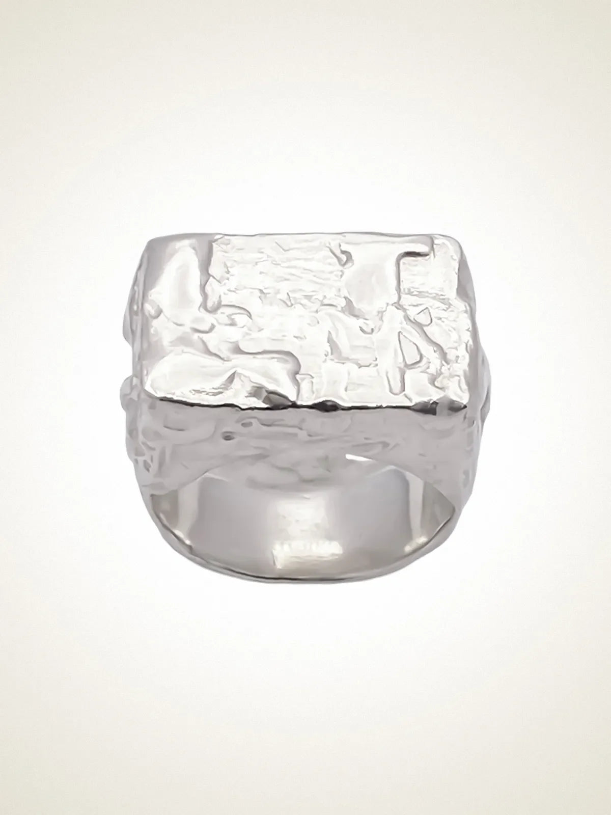 Handcrafted Rosa Signet Ring in Sterling silver, artisan jewelry, geometric design