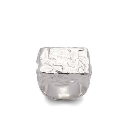 Rosa Signet Ring with bubble texture in playful gold or silver featuring free shipping option