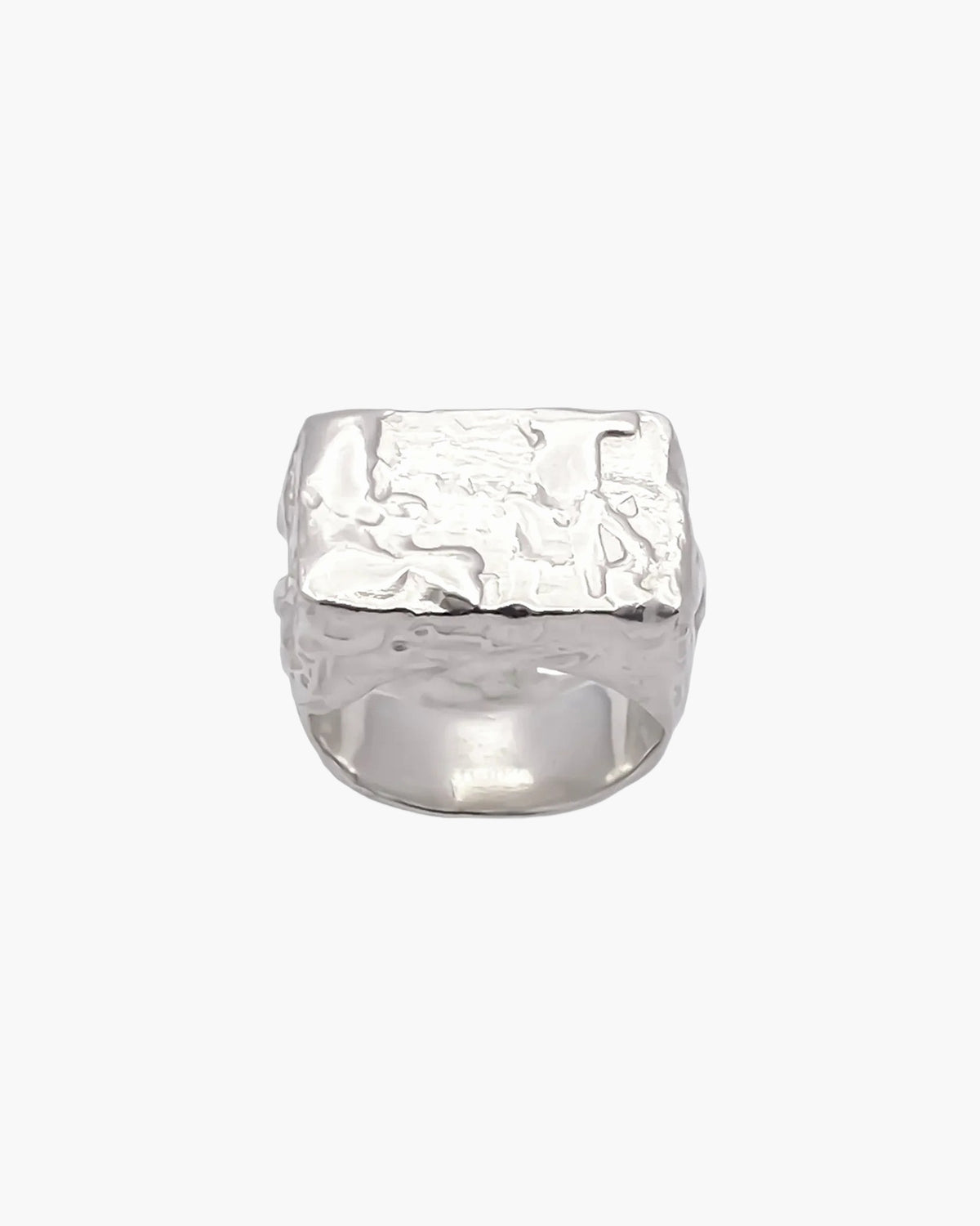 Handcrafted Rosa Signet Ring in Sterling silver, artisan jewelry, geometric design