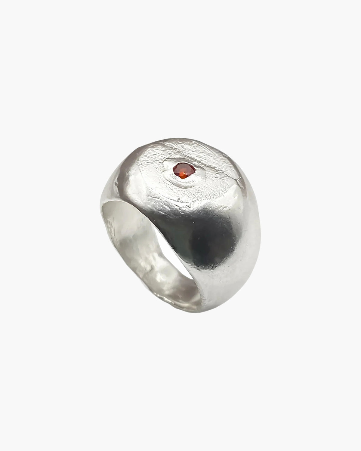 Handcrafted Round Signet Gem Ring in 18ct Gold Vermeil, artisan jewelry, geometric design, detailed view