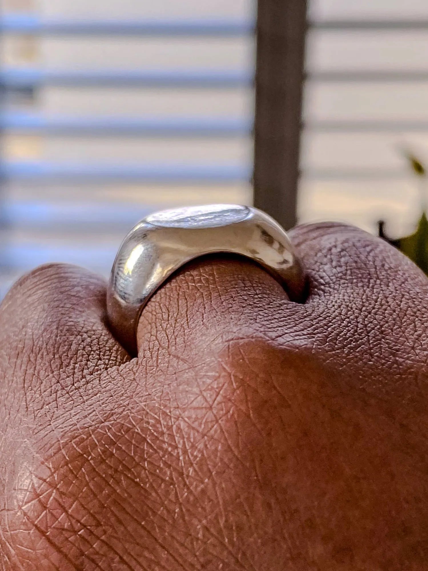 Round Signet Ring artisan crafted ring in 18ct Gold Vermeil, clean lines, lifestyle shot