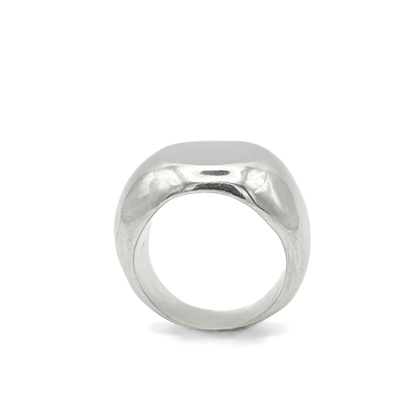 Moca Jewellery Round Signet Ring in silver or gold with sleek classic design and free shipping