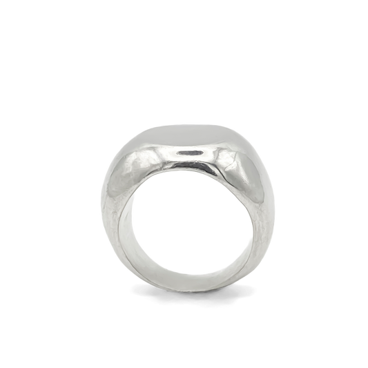 Moca Jewellery Round Signet Ring in silver or gold with sleek classic design and free shipping