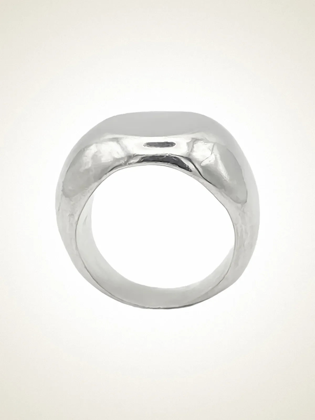 Handcrafted Round Signet Ring in Sterling silver, artisan jewelry, geometric design