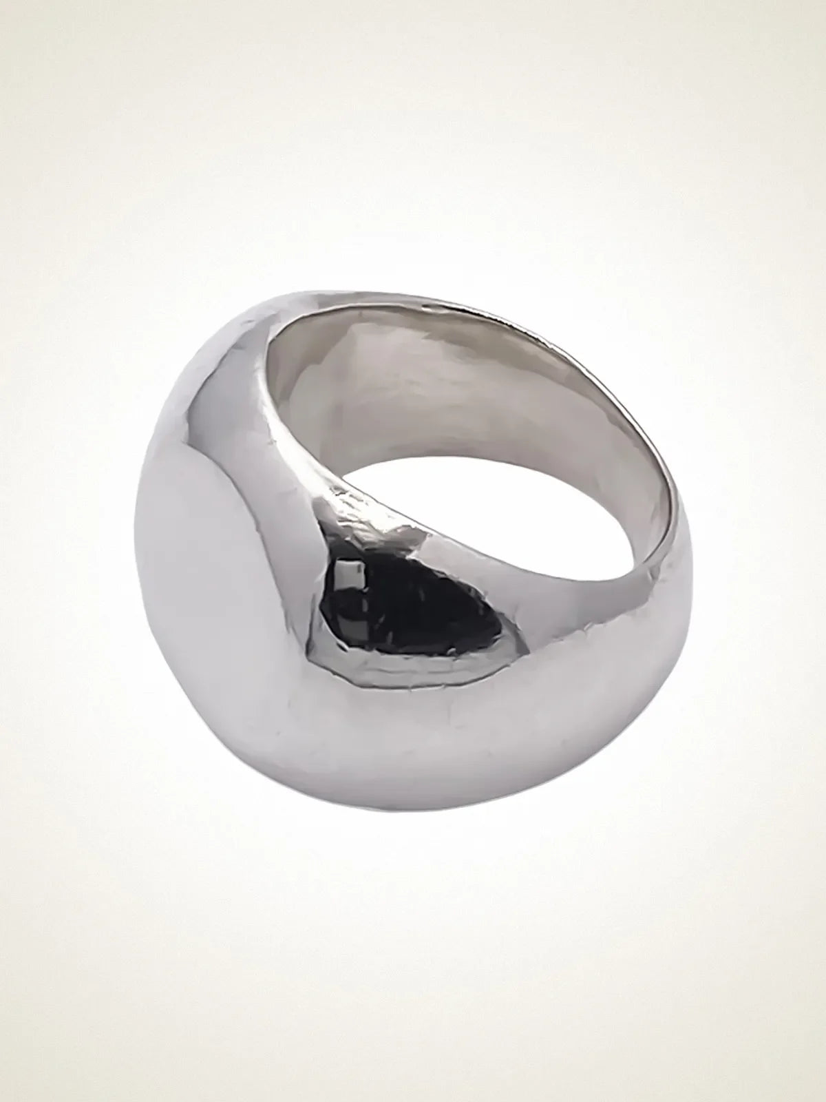 Handcrafted Round Signet Ring premium Sterling silver jewelry, polished face, product shot