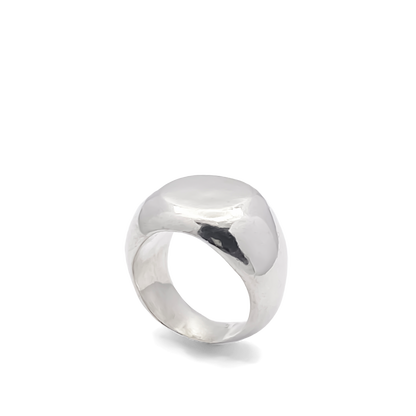 Round Signet Ring gold or silver free shipping sleek classic design by Moca Jewellery