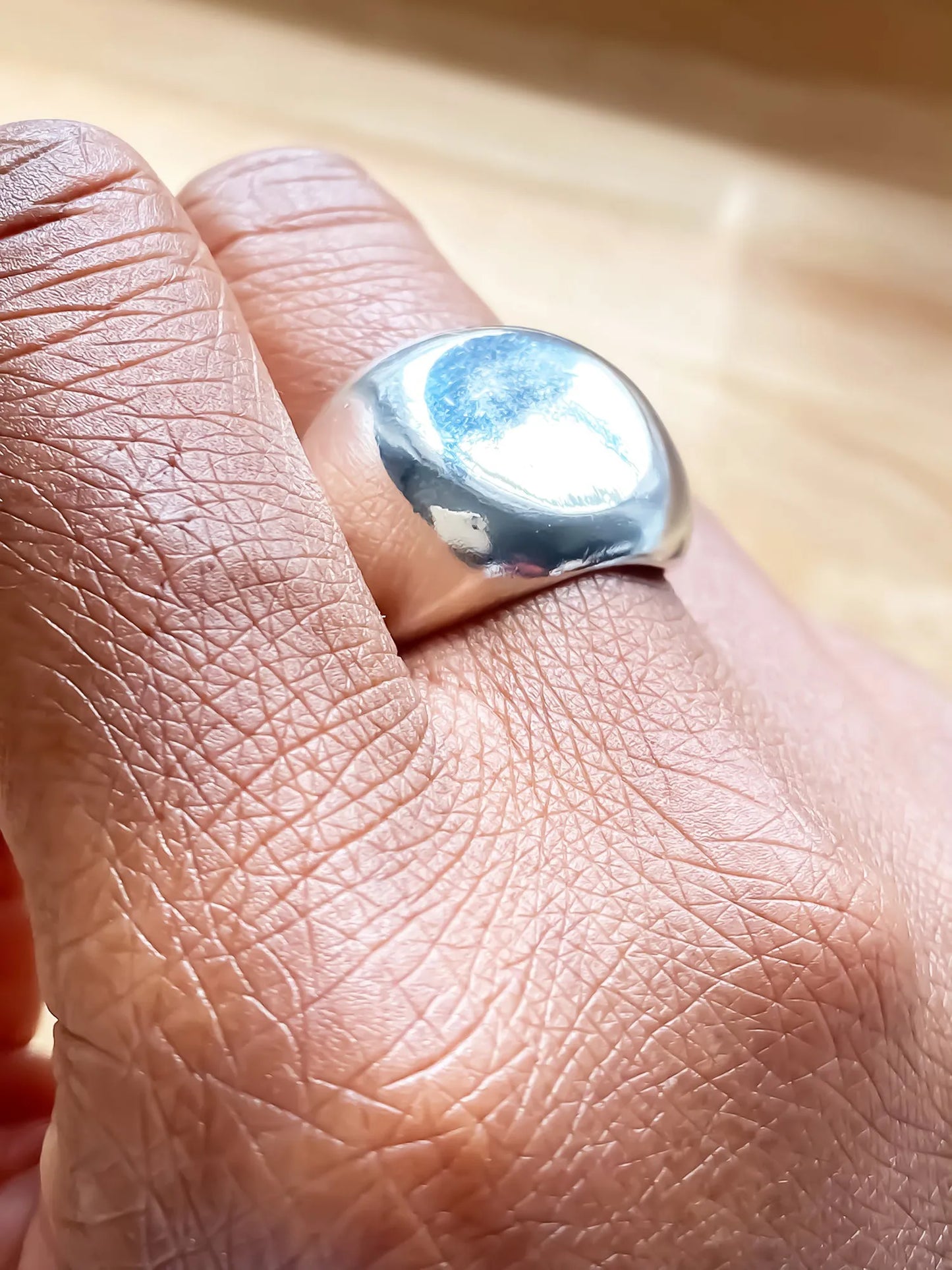 Handmade Round Signet Ring luxury premium metal finish, refined style, full view