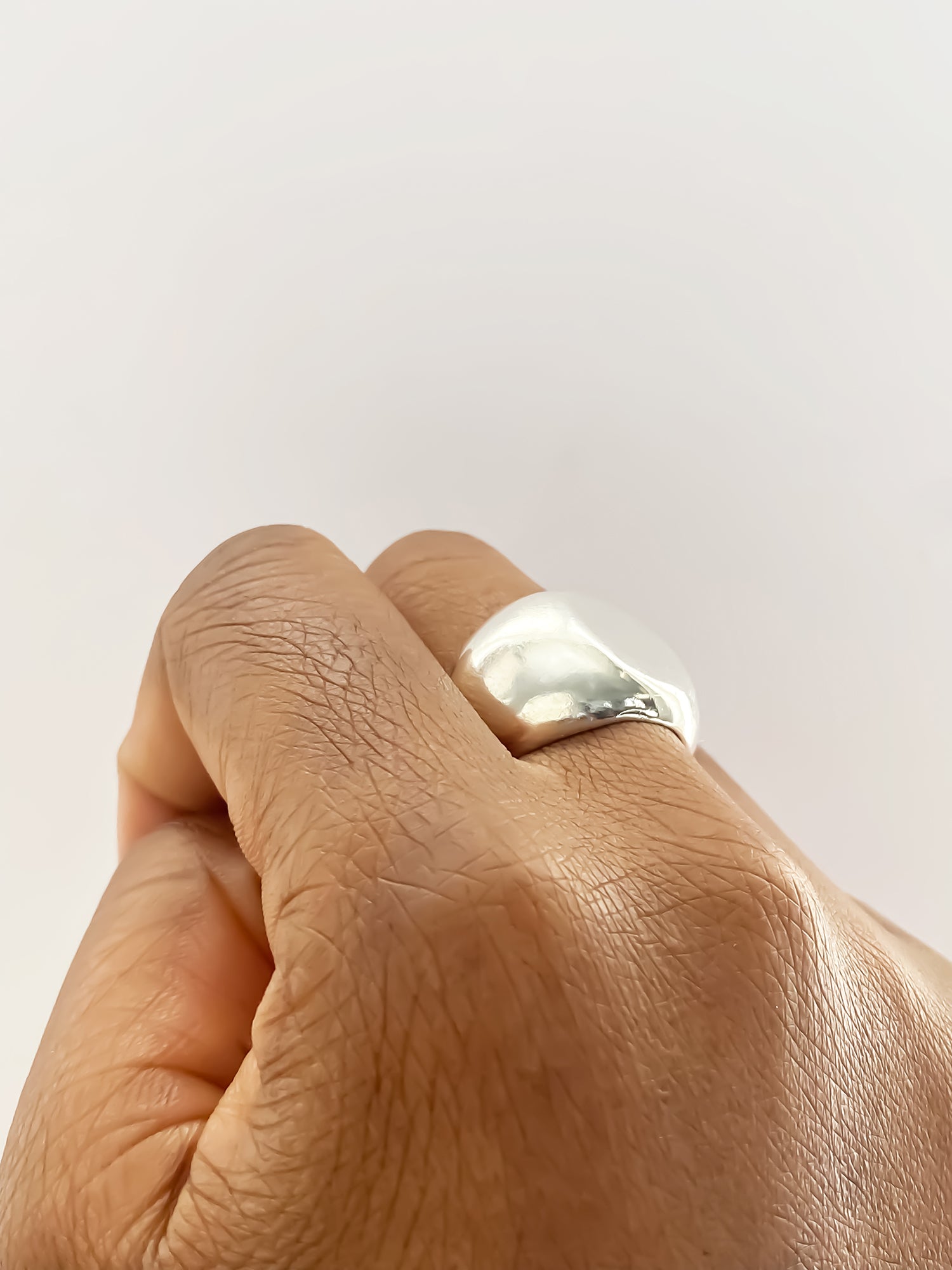 Moca Jewellery Round Signet Ring gold or silver free shipping sleek classic on a hand