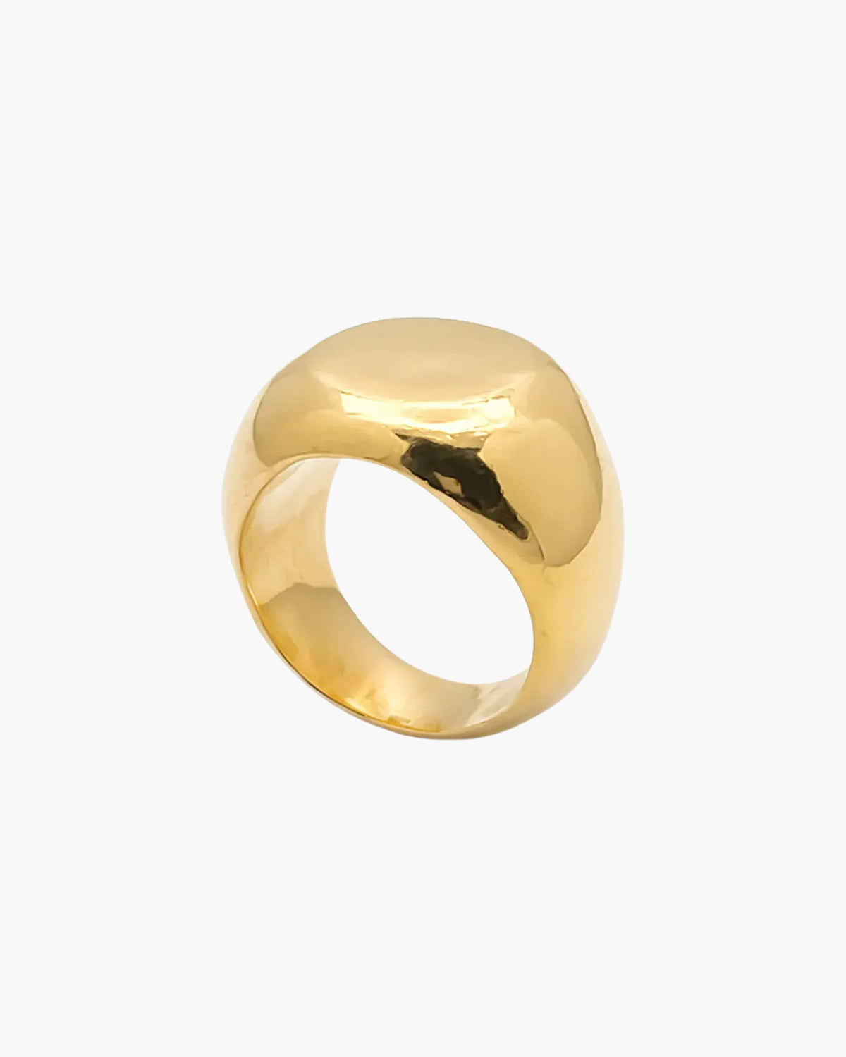 Round Signet Ring designer ring in 18ct Gold Vermeil, square face, side view