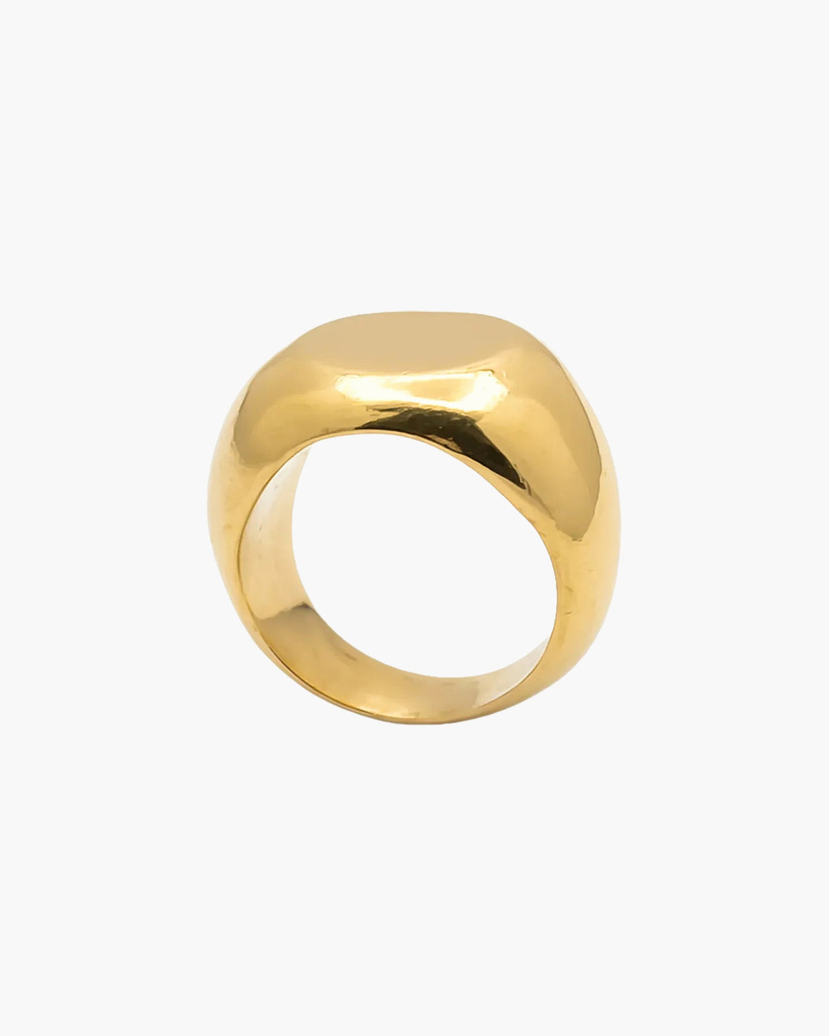 Premium Round Signet Ring handmade in Sterling silver, sophisticated look, worn view