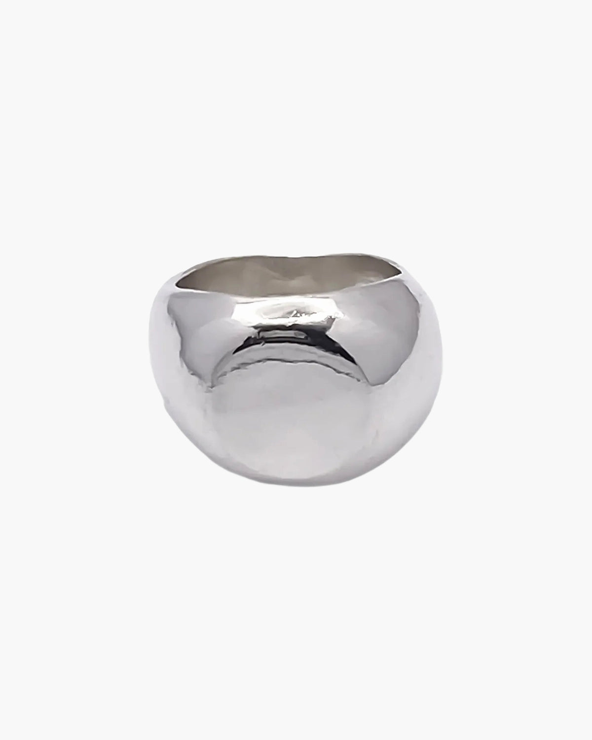 Round Signet Ring luxury artisan ring in 18ct Gold Vermeil, elegant finish, styled view