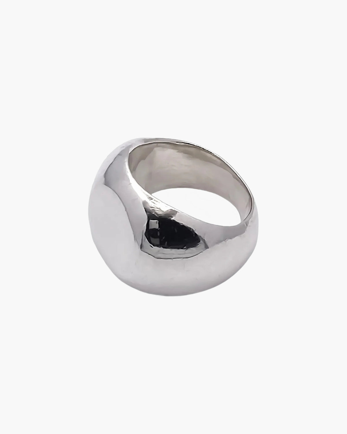 Handcrafted Round Signet Ring premium Sterling silver jewelry, polished face, product shot