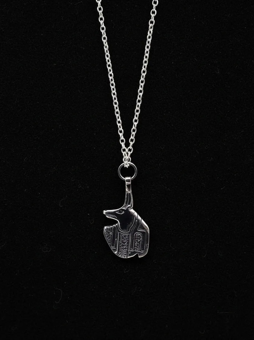 Anubis - the jackal-headed god handmade luxury necklace, premium metal finish, sophisticated style, close-up