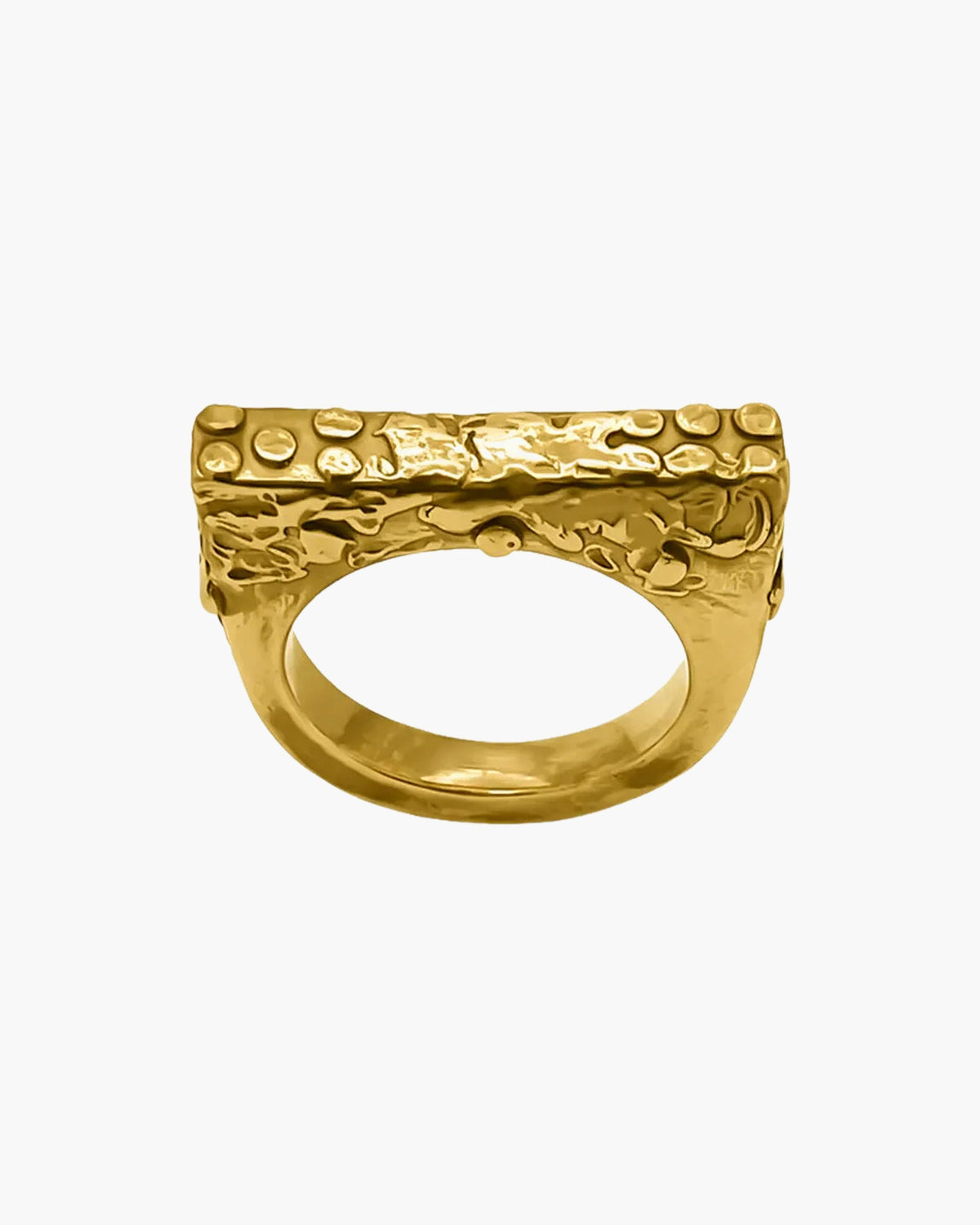 Slender Textured Ring in 22ct gold vermeil, a flat bar with an organic texture