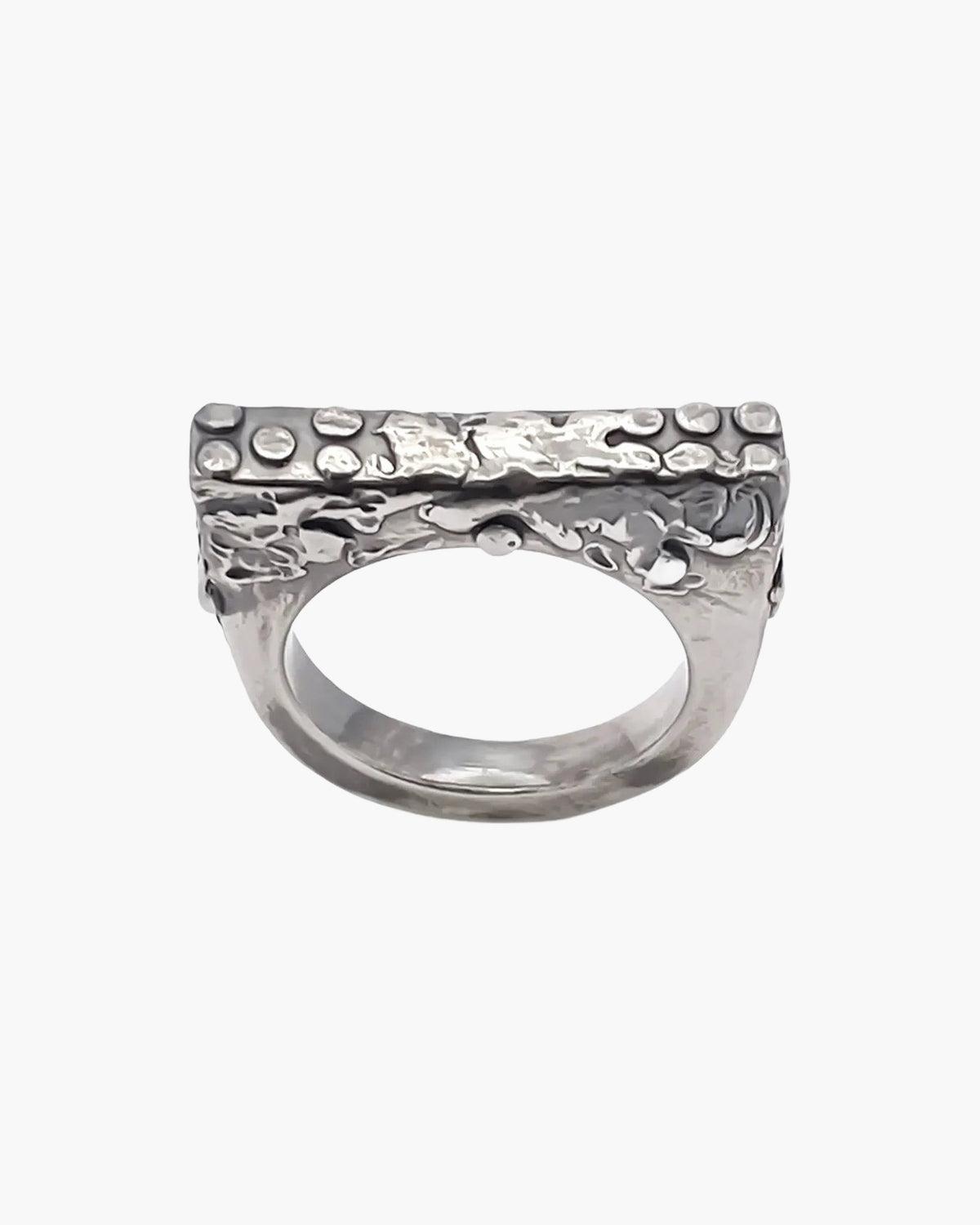 Slender Textured Ring in oxidised patina