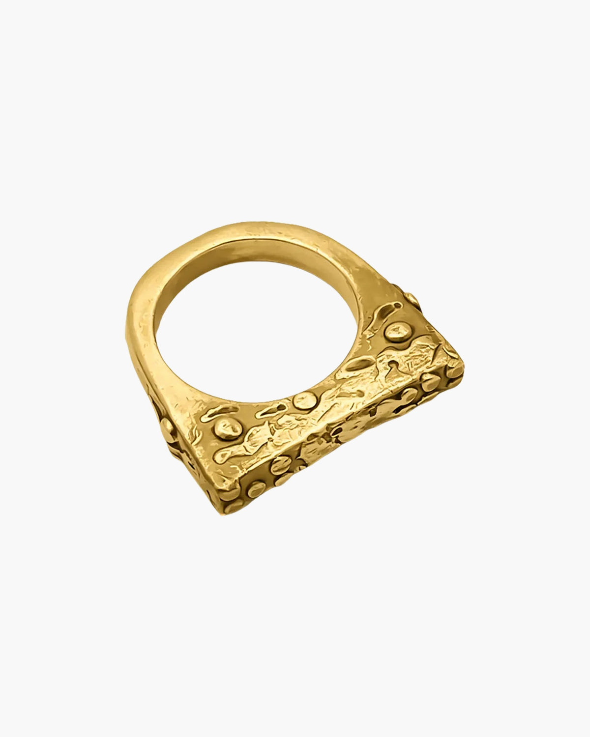 Gold vermeil Slender Textured Ring at an angle
