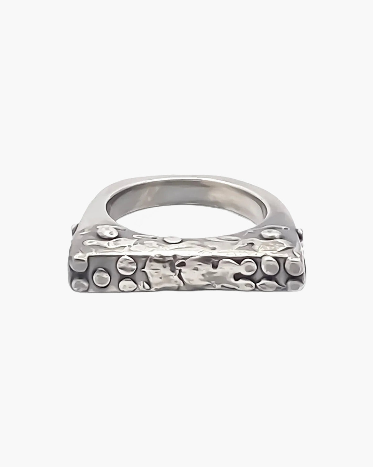 Oxidised patina Slender Textured Ring, opposite side