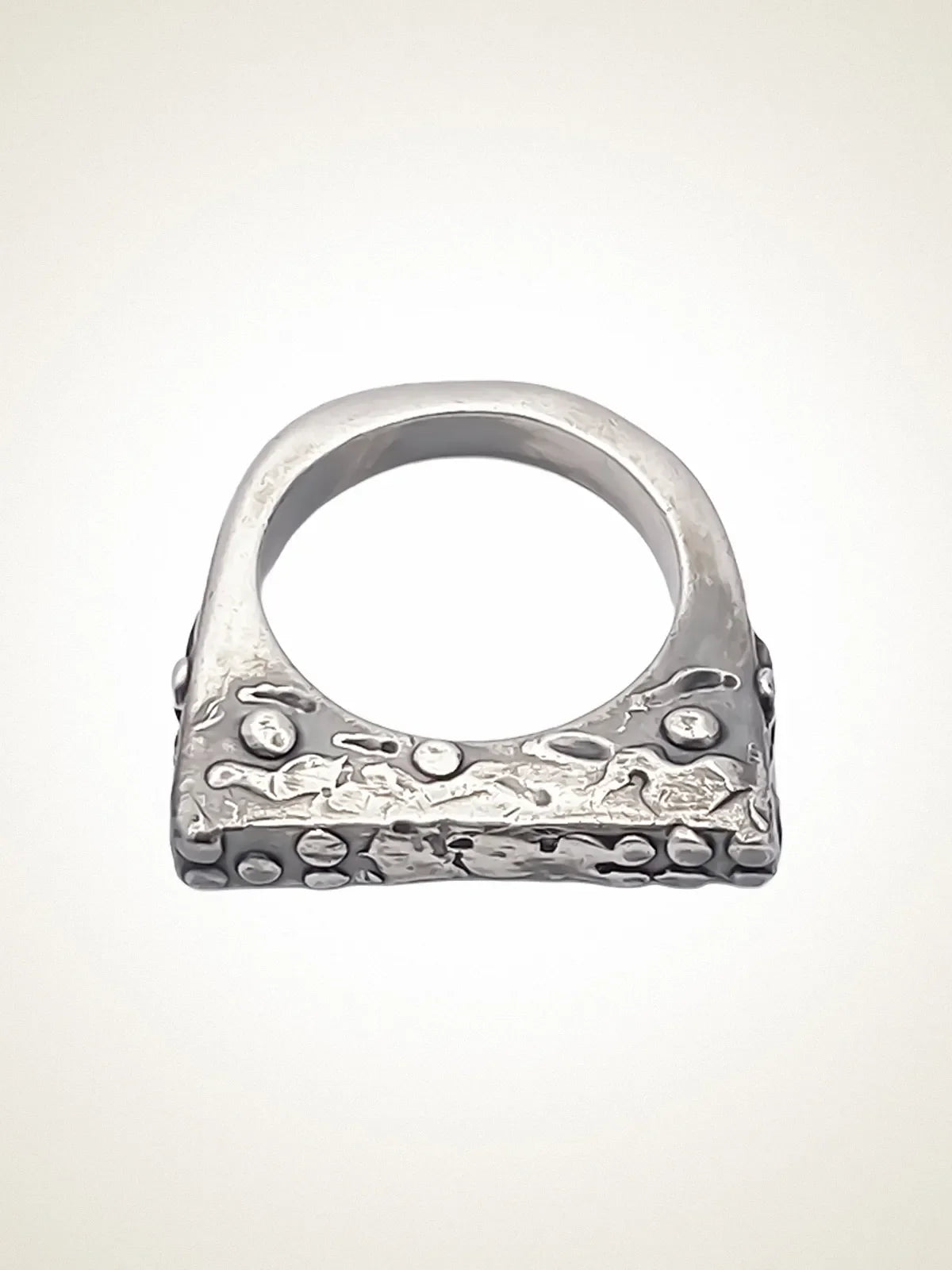 Slender Textured Ring luxury artisan ring in 18ct Gold Vermeil, stunning finish, styled view