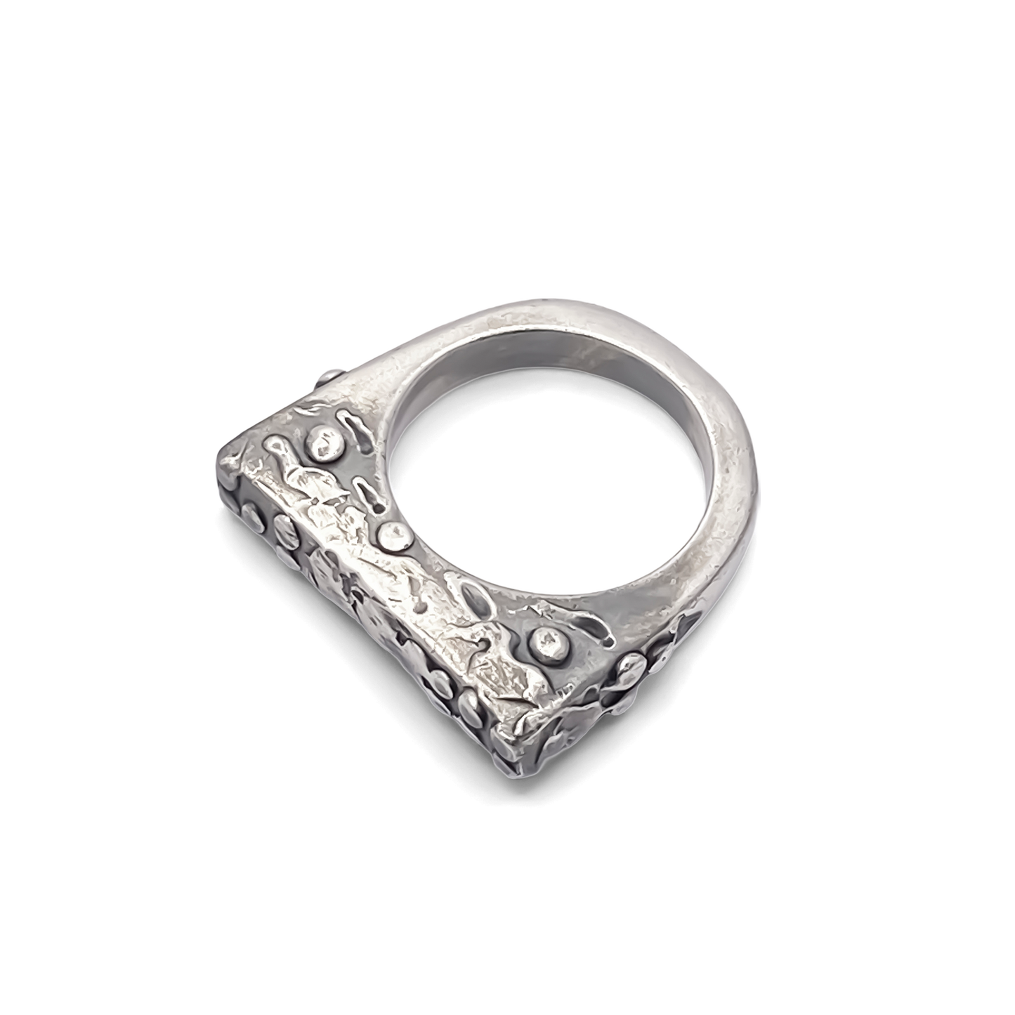 Slender unique Textured Ring oxidised gold or silver with a distinctive design offering free shipping