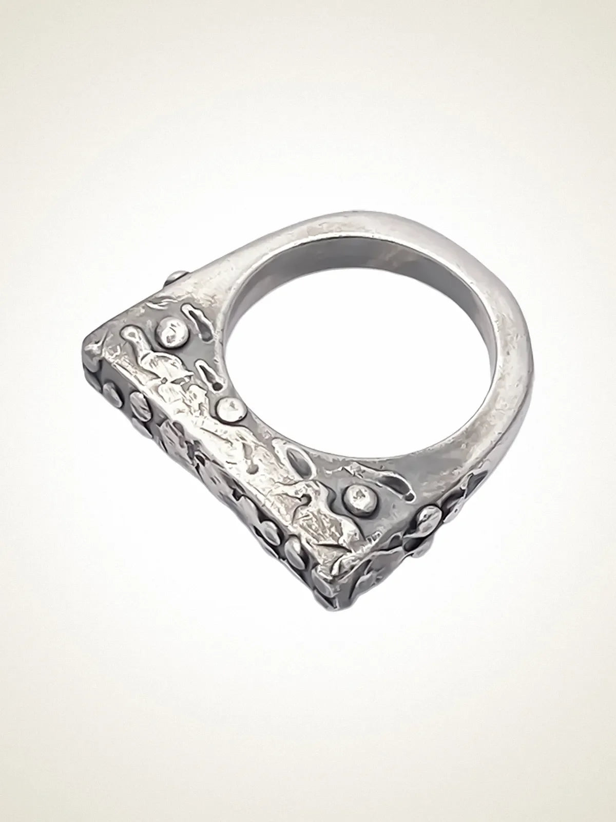 Designer Slender Textured Ring in Patina, handmade jewelry, exquisite detail, alternate angle