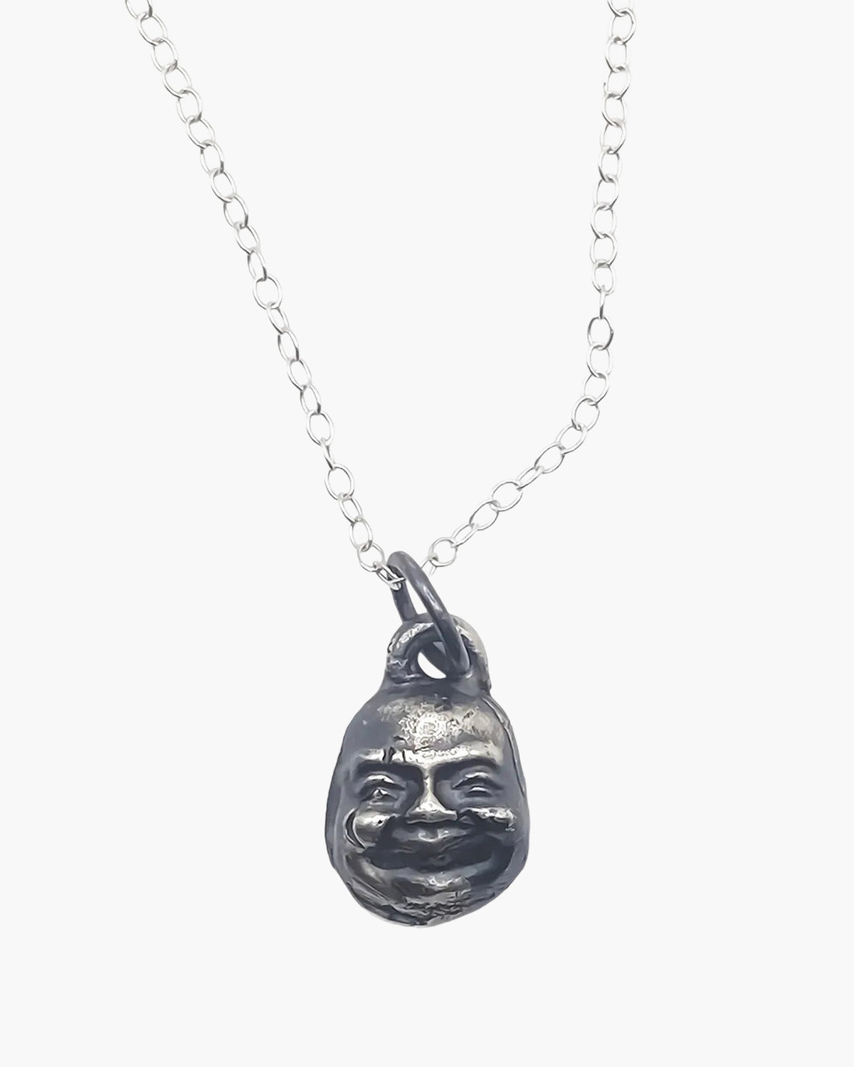 Designer Small Buddha Face Necklace in 18ct Gold Vermeil, handmade jewelry, spiritual gift, alternate angle