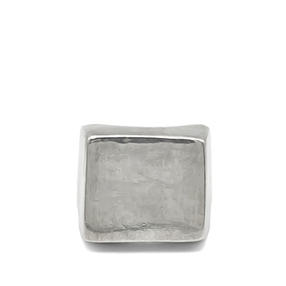 Classic Small Square Signet Ring, silver geometric shape with smooth lines, free shipping
