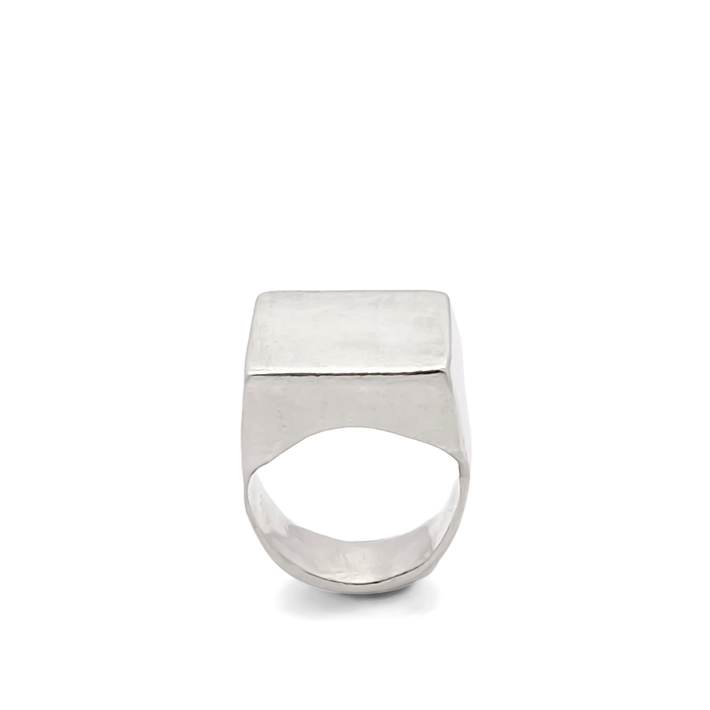Elegant polished Small Square Signet Ring, smooth silver finish, free shipping
