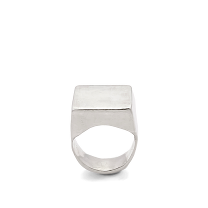 Elegant polished Small Square Signet Ring, smooth silver finish, free shipping