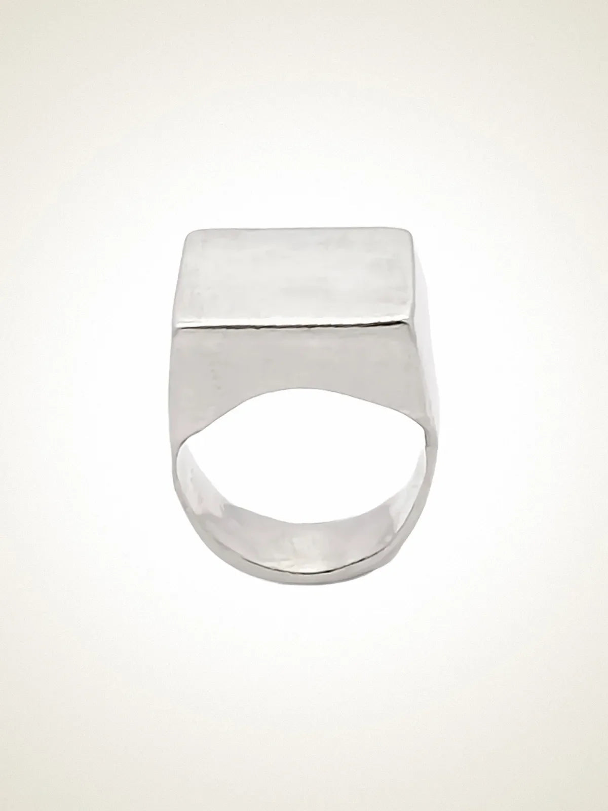 Premium Small Square Signet Ring handmade in Sterling silver, sophisticated look, worn view