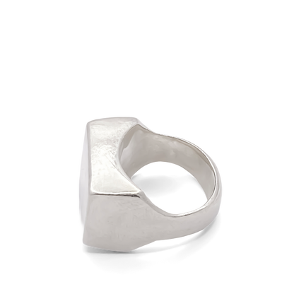 Elegant Small Square Signet Ring in silver with smooth lines, free shipping