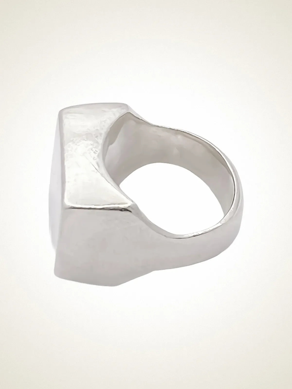 Small Square Signet Ring luxury artisan ring in 18ct Gold Vermeil, elegant finish, styled view