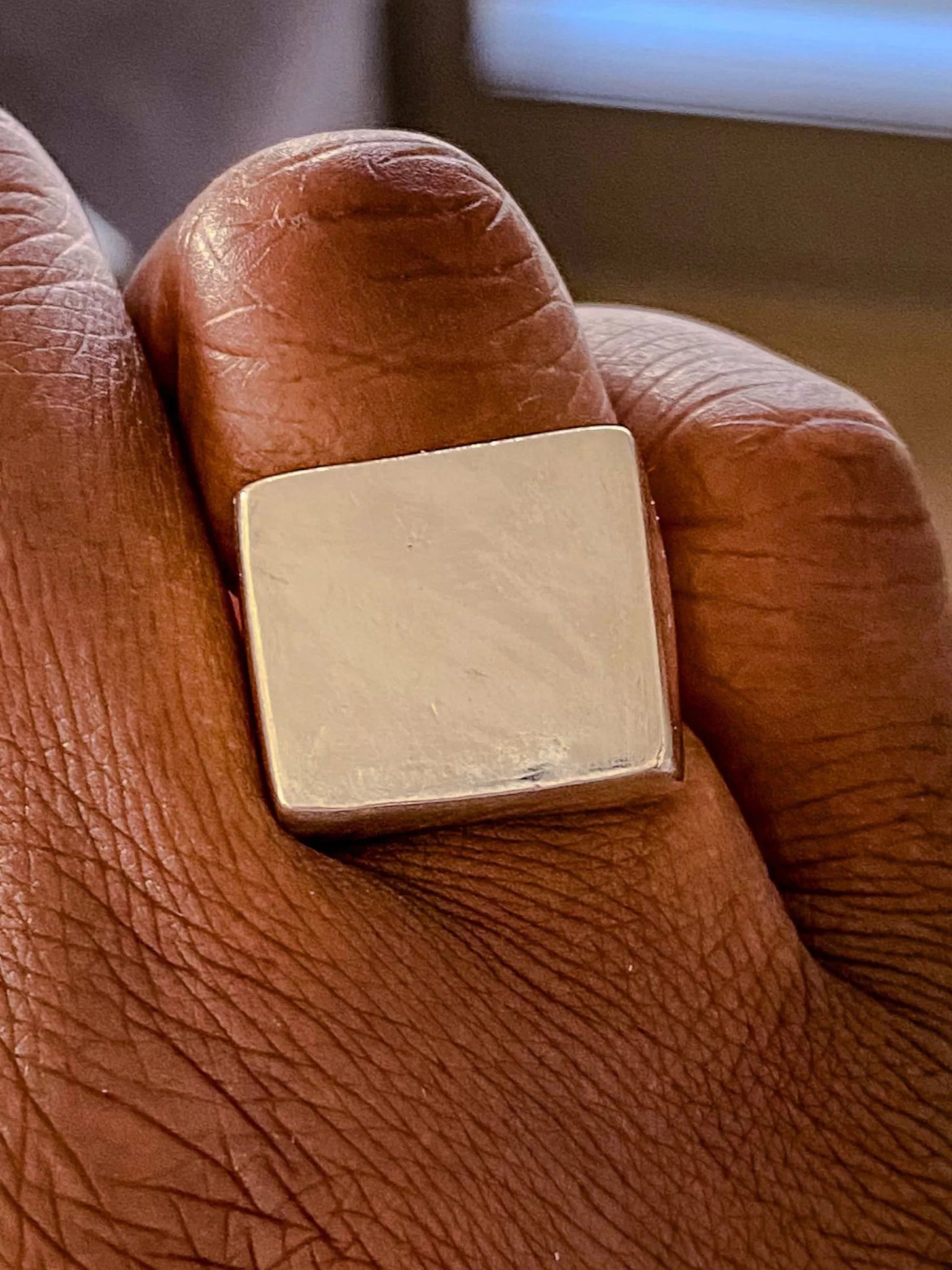 Artisan Small Square Signet Ring in premium Sterling silver, minimal design, angle view
