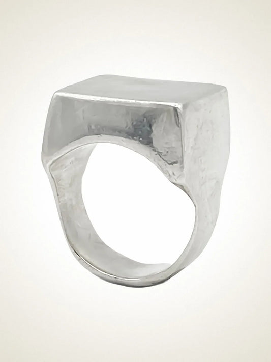 Handcrafted Small Square Signet Ring in Sterling silver, artisan jewelry, geometric design