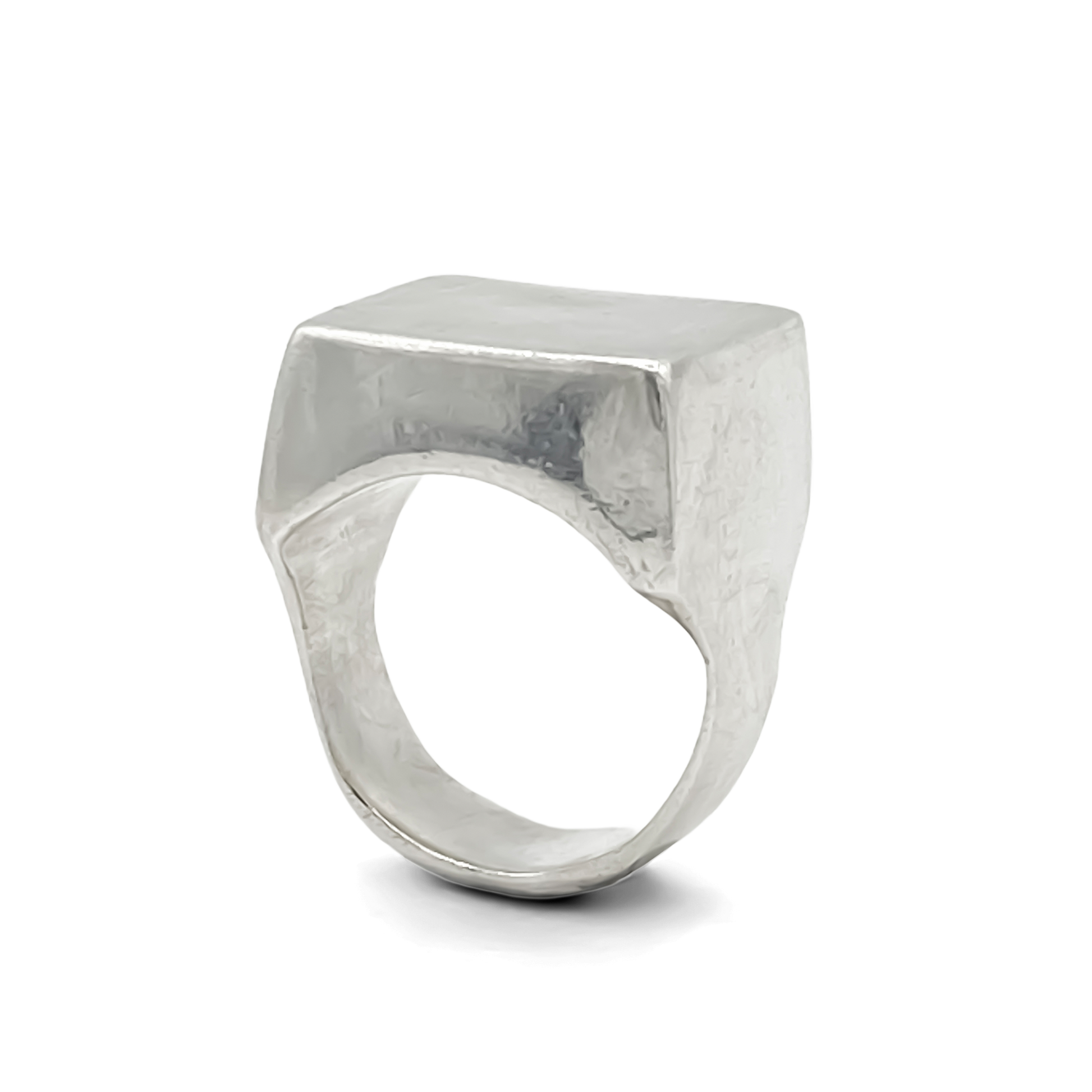Handcrafted Small Square Signet Ring, silver smooth polished lines, free shipping