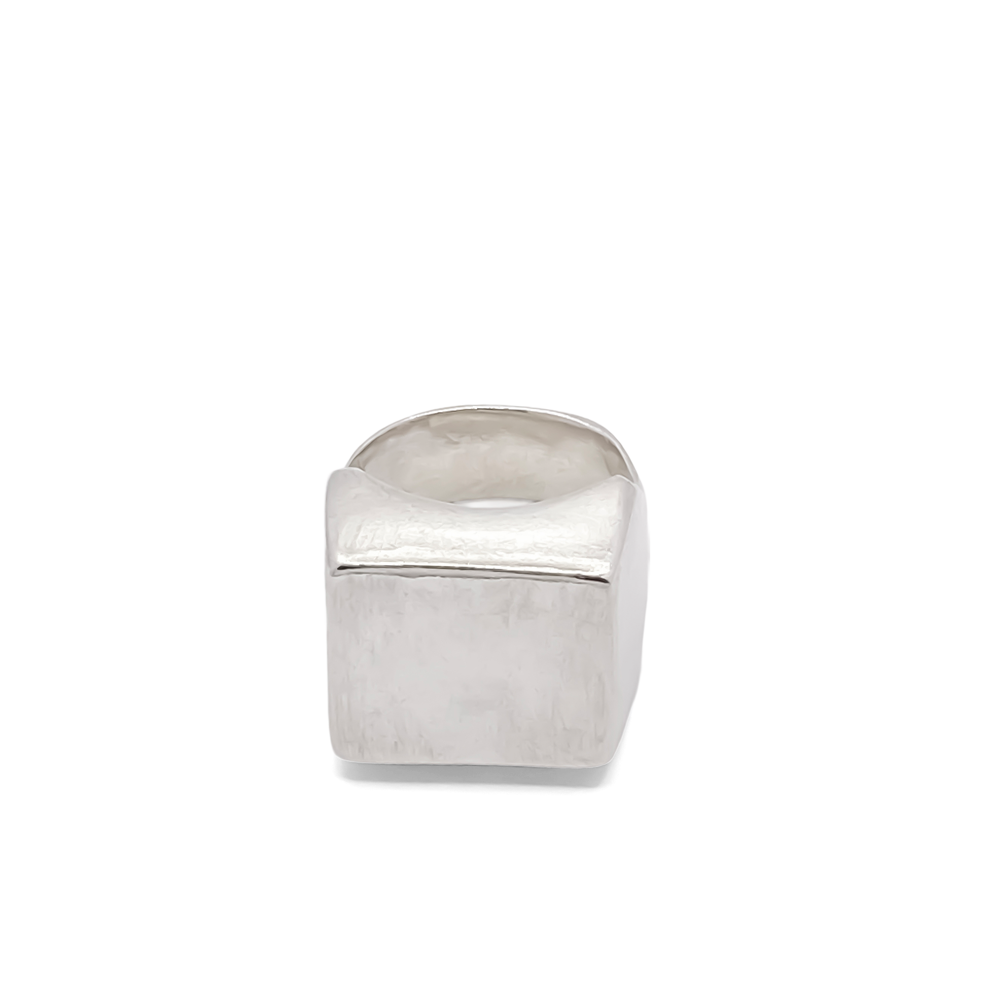 Minimalist Small Square Signet Ring, silver smooth lines, free shipping