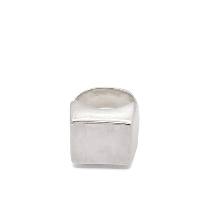 Minimalist Small Square Signet Ring, silver smooth lines, free shipping