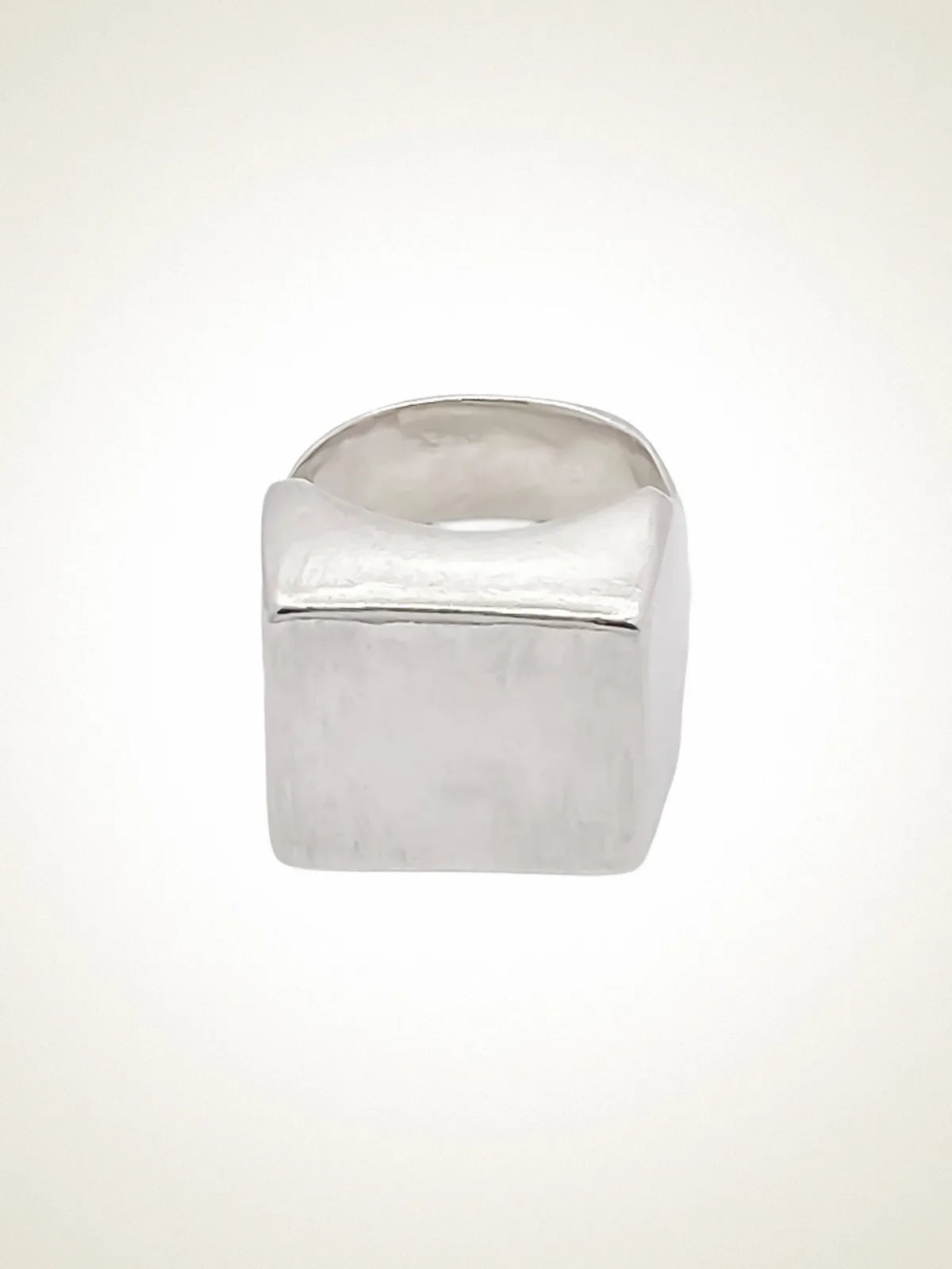 Designer Small Square Signet Ring in Sterling silver, handmade jewelry, timeless design, alternate angle