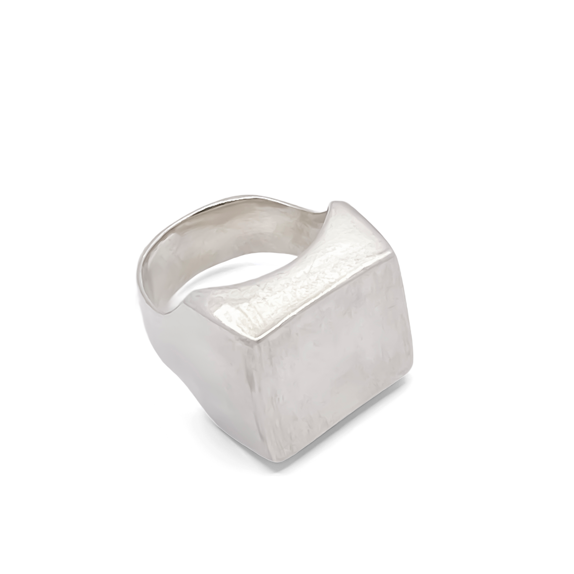 Modern Small Square Signet Ring in gold, smooth lines, free shipping