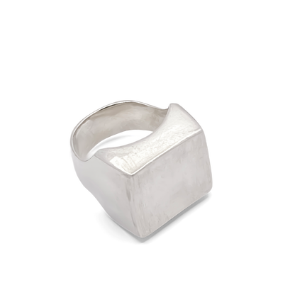 Modern Small Square Signet Ring in gold, smooth lines, free shipping