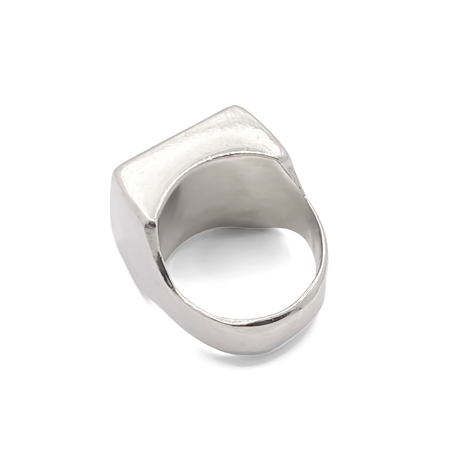 Modern Small Square Signet Ring with smooth silver lines, free shipping